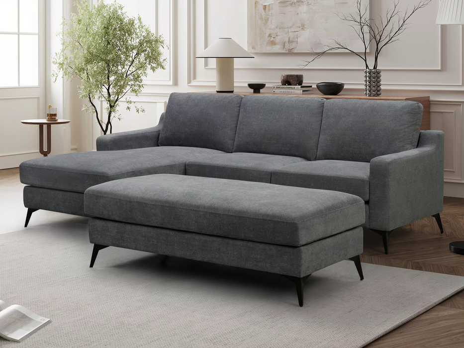 Leo 3 Seater Fabric Chaise with Ottoman