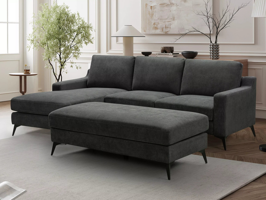 Leo 3 Seater Fabric Chaise with Ottoman