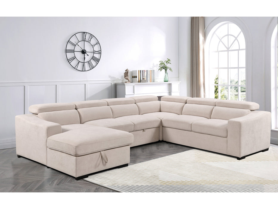 Venosa 6 Seater Fabric Chaise Sofabed with Storage