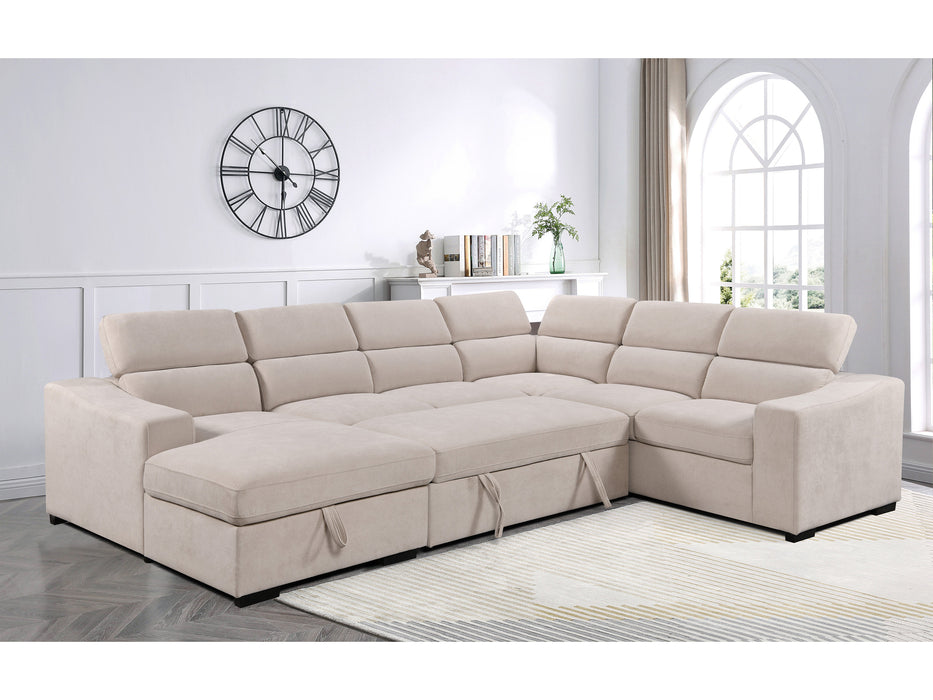Venosa 6 Seater Fabric Chaise Sofabed with Storage
