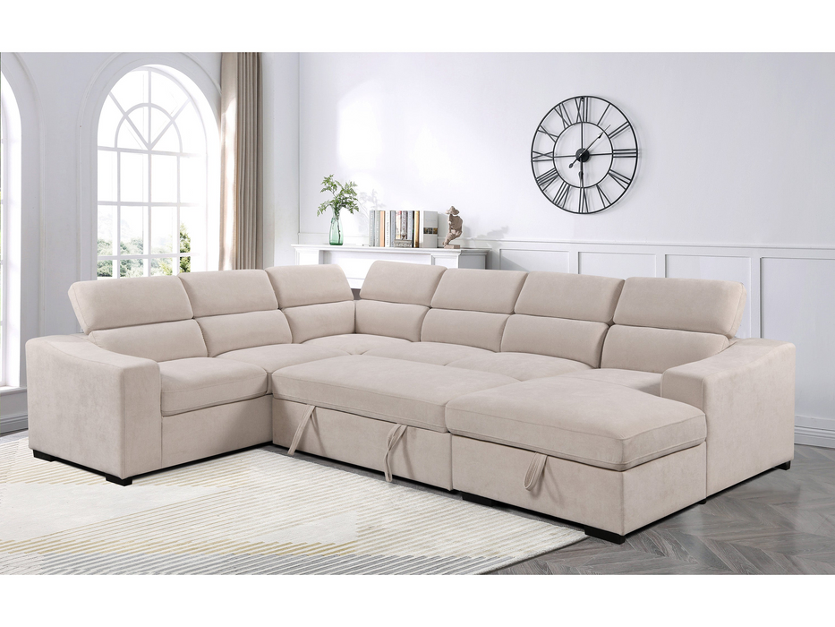 Venosa 6 Seater Fabric Chaise Sofabed with Storage