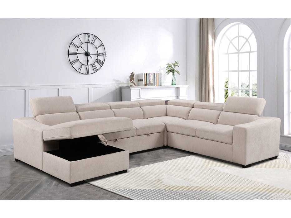 Venosa 6 Seater Fabric Chaise Sofabed with Storage