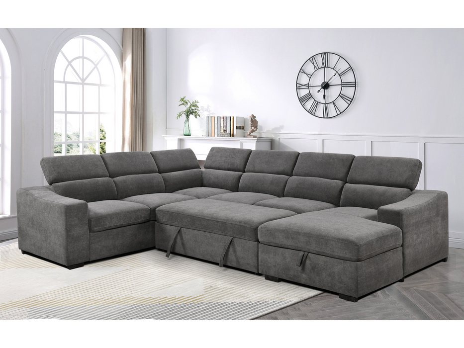 Venosa 6 Seater Fabric Chaise Sofabed with Storage