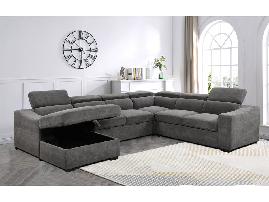 Venosa 6 Seater Fabric Chaise Sofabed with Storage