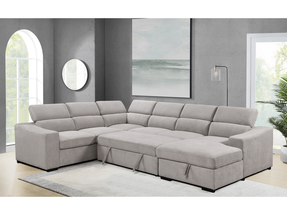 Venosa 6 Seater Fabric Chaise Sofabed with Storage