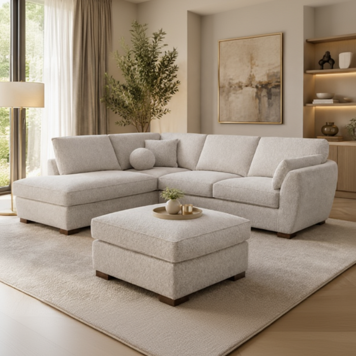 Florence 4 Seater Fabric Chaise with Ottoman
