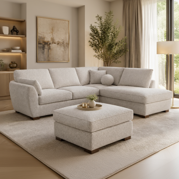 Florence 4 Seater Fabric Chaise with Ottoman