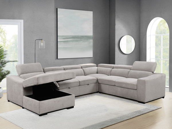 Venosa 6 Seater Fabric Chaise Sofabed with Storage