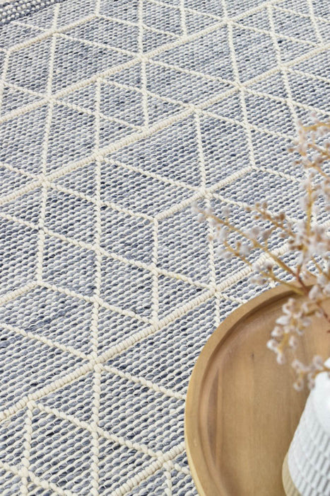Albona Blue White Wool Rug