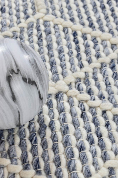 Albona Blue White Wool Rug