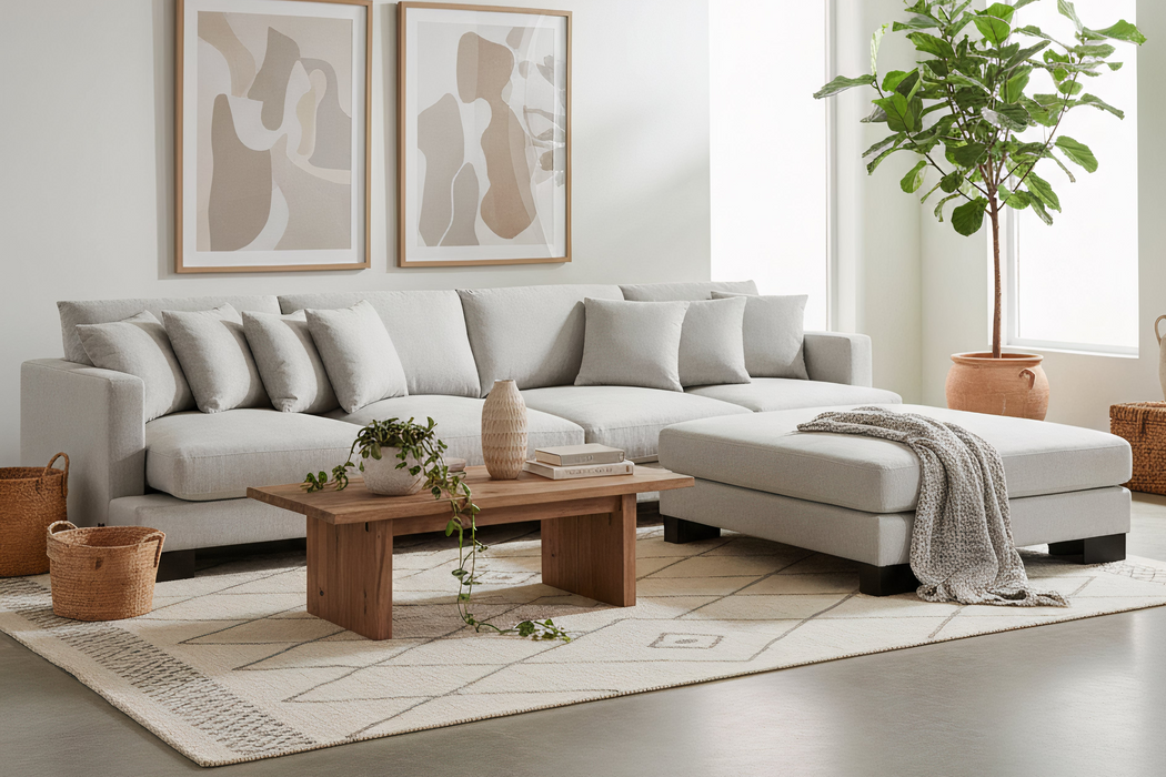 Manhattan 4 Seater Fabric Modular Plus Ottoman