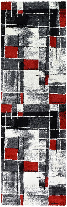 Millard 297 Dark Grey Red Rug