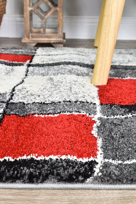 Millard 297 Dark Grey Red Rug