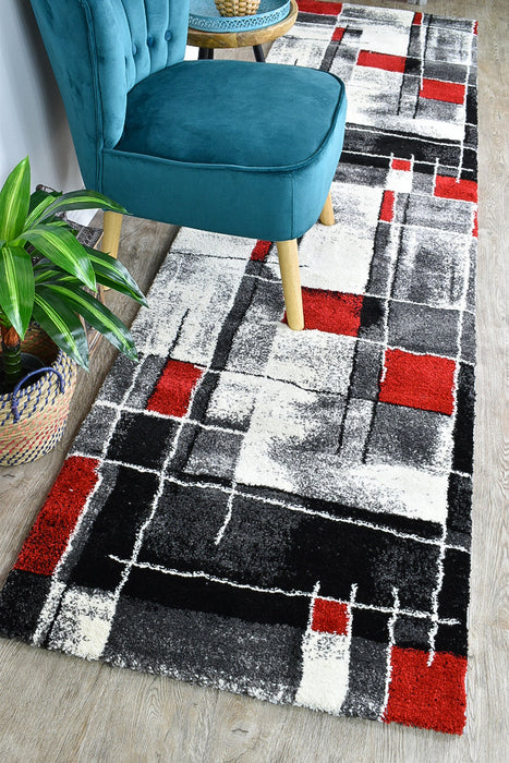 Millard 297 Dark Grey Red Rug