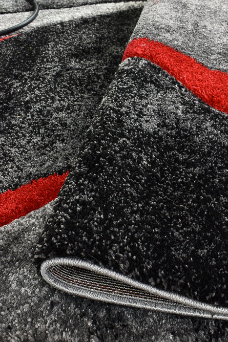 Millard 37 Dark Grey Red Rug