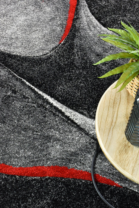 Millard 37 Dark Grey Red Rug