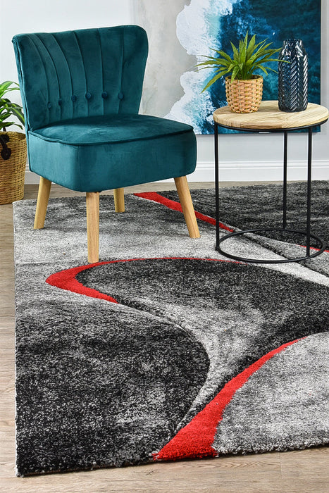 Millard 37 Dark Grey Red Rug
