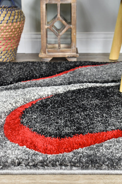 Millard 37 Dark Grey Red Rug