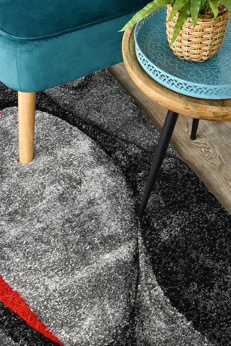 Millard 37 Dark Grey Red Rug
