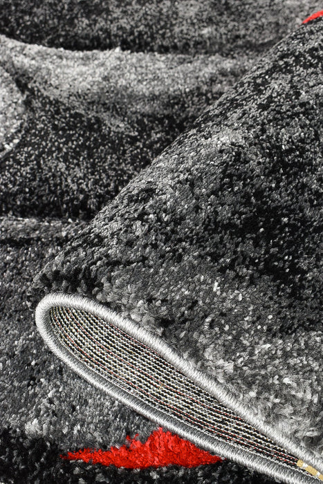 Millard 37 Dark Grey Red Rug