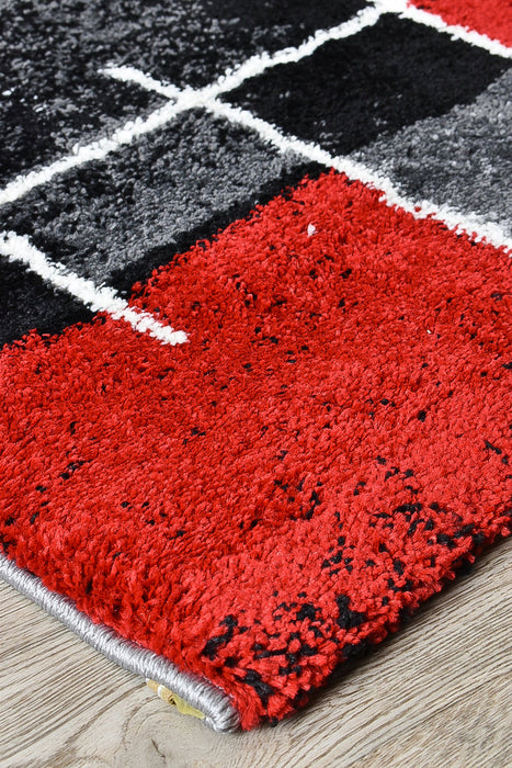 Millard 297 Dark Grey Red Rug
