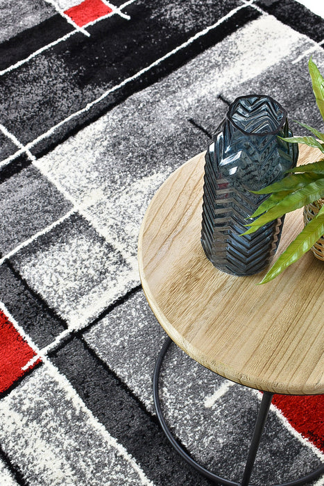 Millard 297 Dark Grey Red Rug