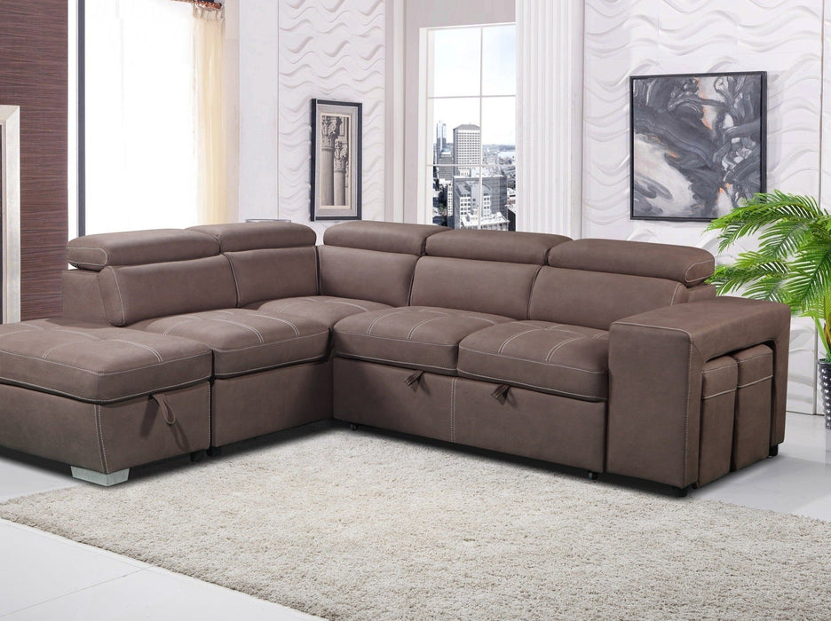 Positano 4 Seater Fabric Sofabed with Storage Ottoman + 2 Stools