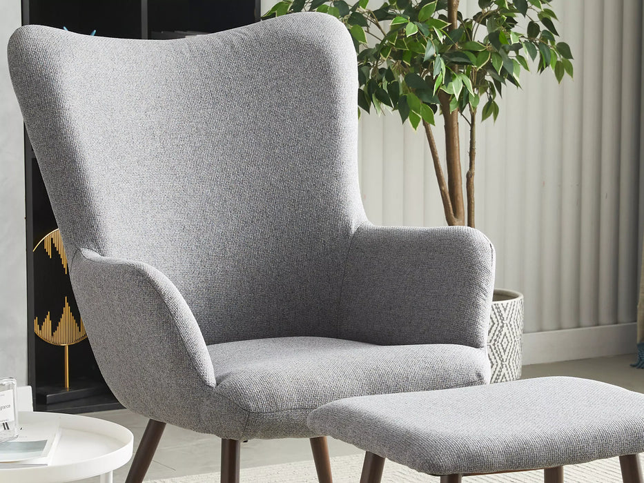 Alvis Fabric Tub Chair with Stool